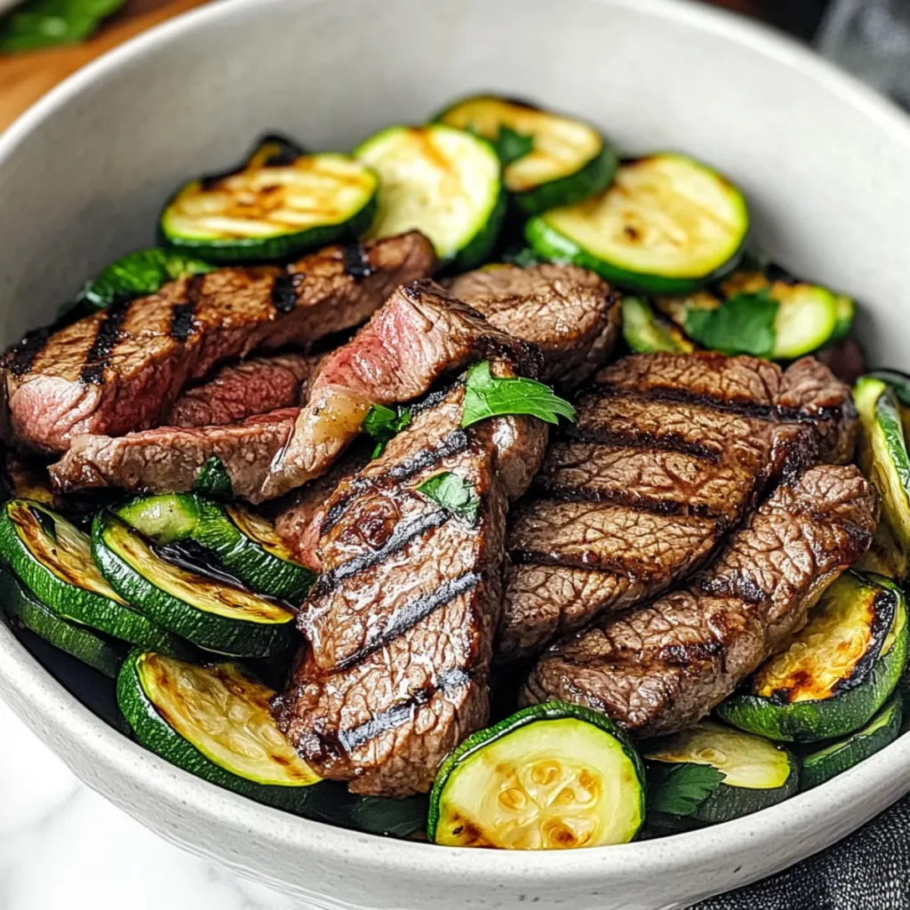 Grilled Steak Bowl with Zucchini