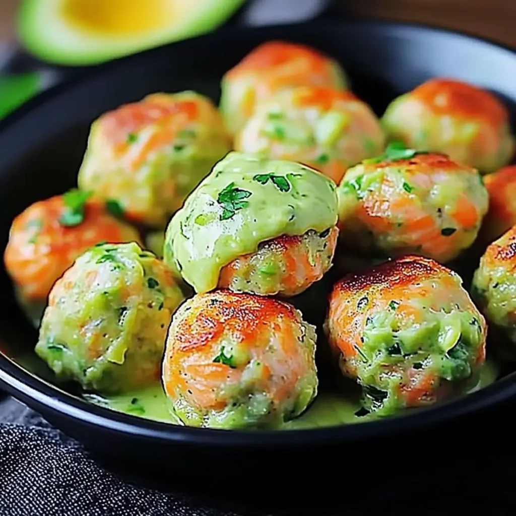 Salmon Balls with Avocado Sauce